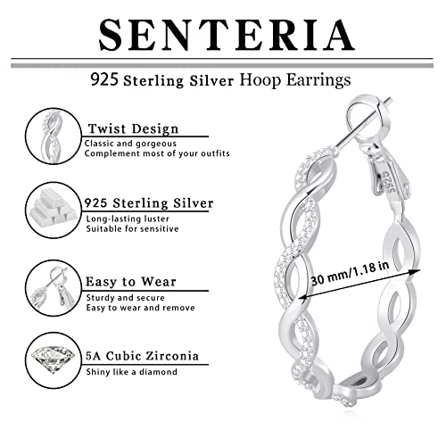 Twisted Hoop Earrings with Cubic Zirconia (30MM)