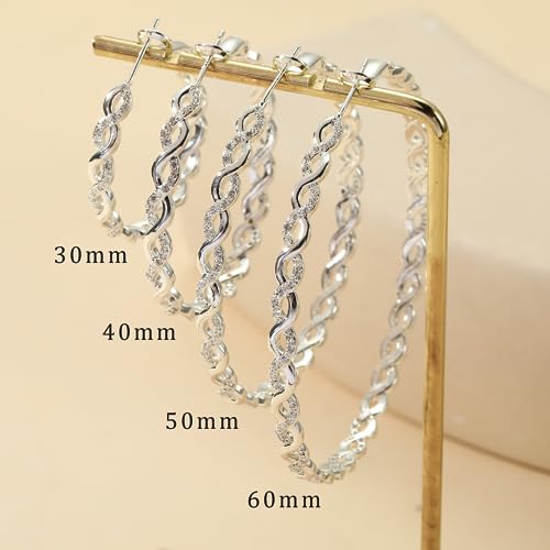Twisted Hoop Earrings with Cubic Zirconia (30MM)