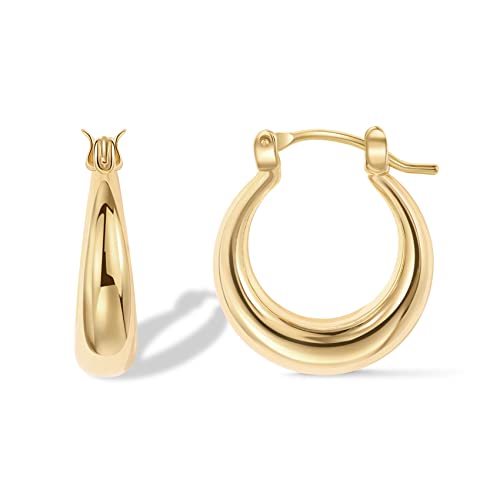 PAVOI Gold Plated Chunky Hoop Earrings for Women