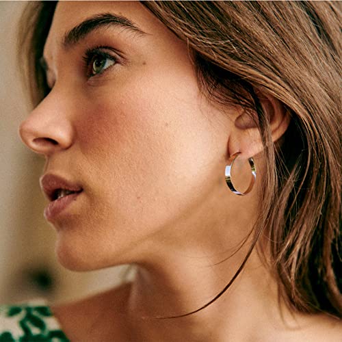 Silver Hoop Earrings - 4MM Wide, 14K Gold Plated