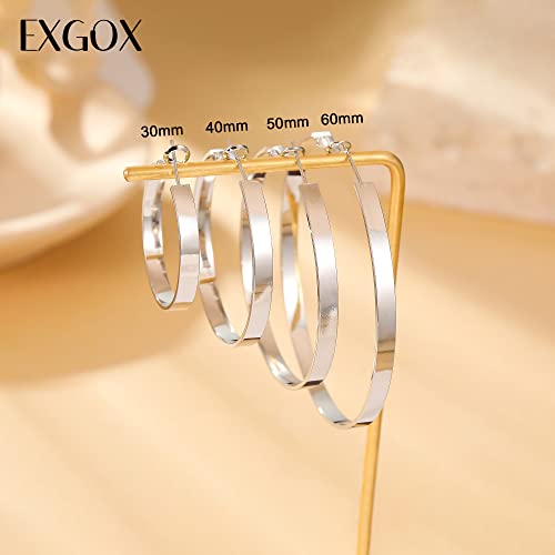 Silver Hoop Earrings - 4MM Wide, 14K Gold Plated