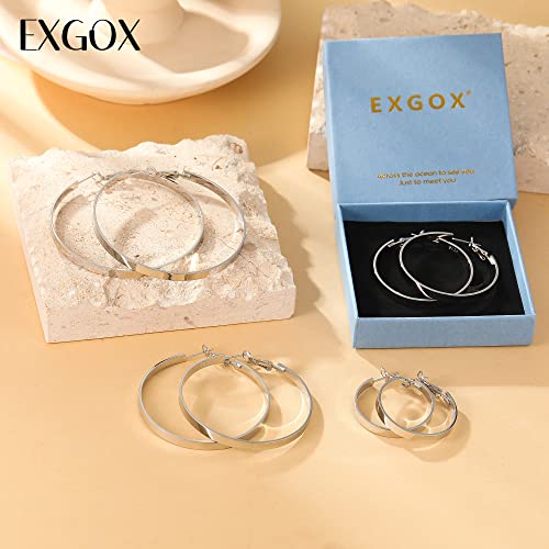 Silver Hoop Earrings - 4MM Wide, 14K Gold Plated