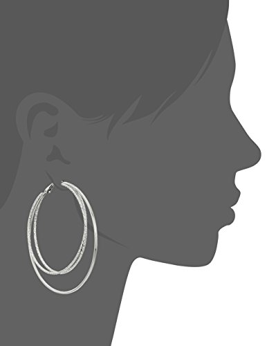 Silver Hoop Earrings by Guess, Smooth and Textured