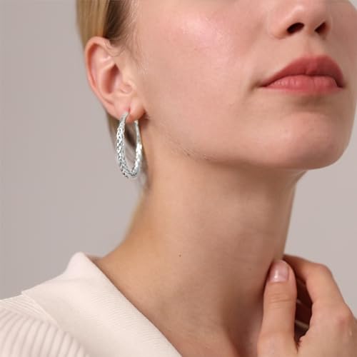 Senteria 925 Sterling Silver Lightweight Twisted Hoop Earrings