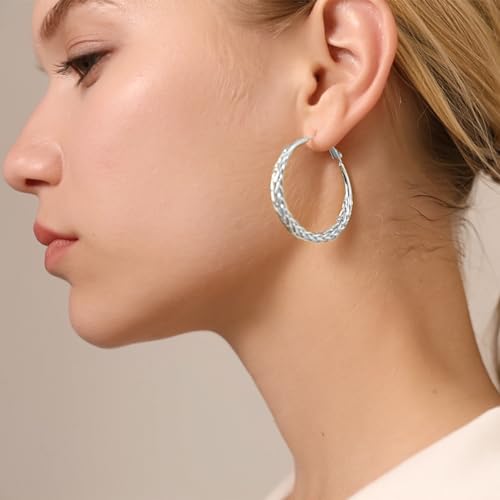 Senteria 925 Sterling Silver Lightweight Twisted Hoop Earrings