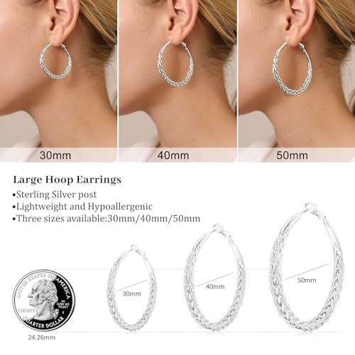 Senteria 925 Sterling Silver Lightweight Twisted Hoop Earrings