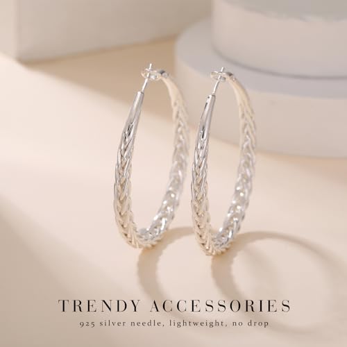 Senteria 925 Sterling Silver Lightweight Twisted Hoop Earrings