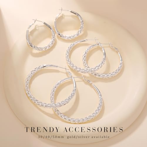Senteria 925 Sterling Silver Lightweight Twisted Hoop Earrings