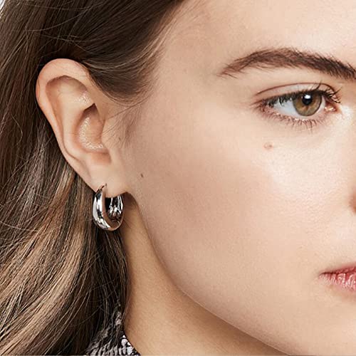 Chunky Silver Huggie Hoop Earrings- Hypoallergenic Sterling Silver