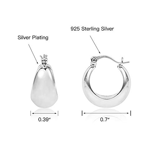 Chunky Silver Huggie Hoop Earrings- Hypoallergenic Sterling Silver