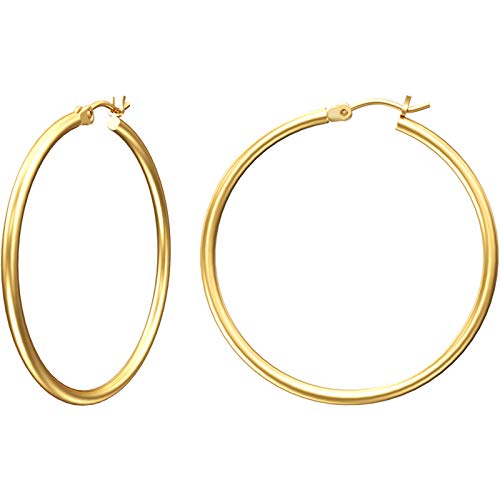 Gacimy Gold Hoop Earrings - 14K Plated, Medium