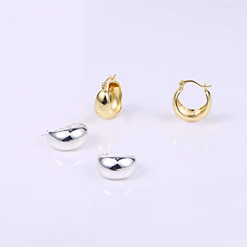 Chunky Silver Huggie Hoop Earrings- Hypoallergenic Sterling Silver