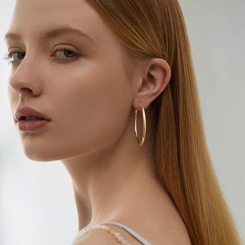 Gacimy Gold Hoop Earrings - 14K Plated, Medium