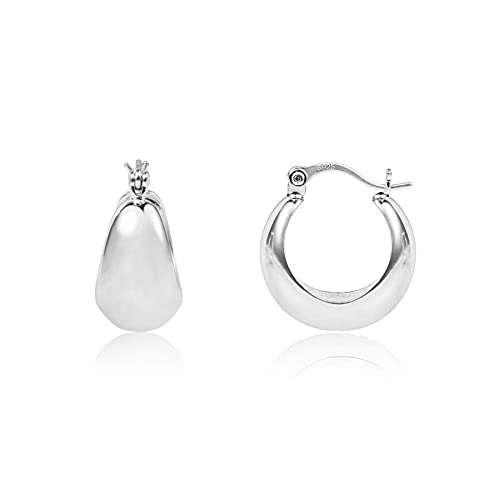 Chunky Silver Huggie Hoop Earrings- Hypoallergenic Sterling Silver