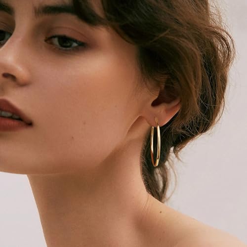 Gacimy Gold Hoop Earrings - 14K Plated, Medium
