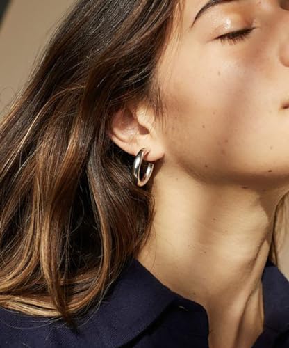 Chunky Gold Silver Hoop Earrings Set for Women