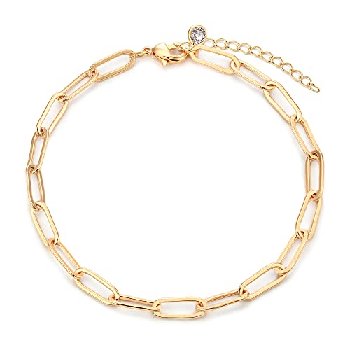 MEVECCO Gold Paperclip Chain Oval Link Bracelet Women