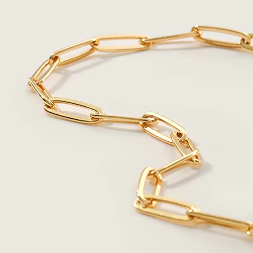 MEVECCO Gold Paperclip Chain Oval Link Bracelet Women