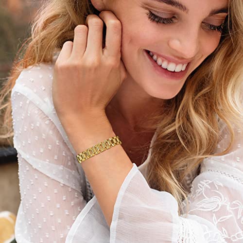 Gold Thick Link Bracelet Women Stainless Steel Jewelry
