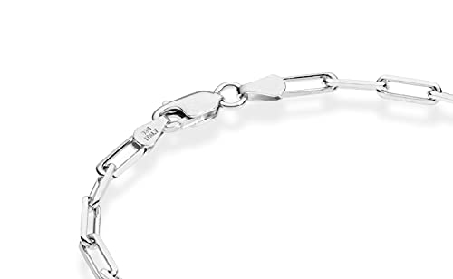 Miabella Solid 925 Sterling Silver Paperclip Bracelet Italy