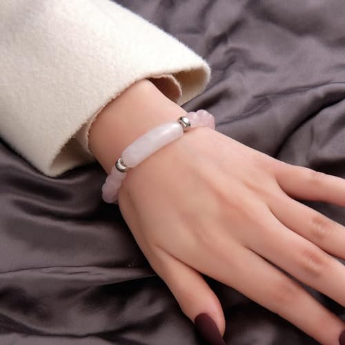 Rose Quartz Pheromone Stretch Bracelet Set - Handmade Jewelry
