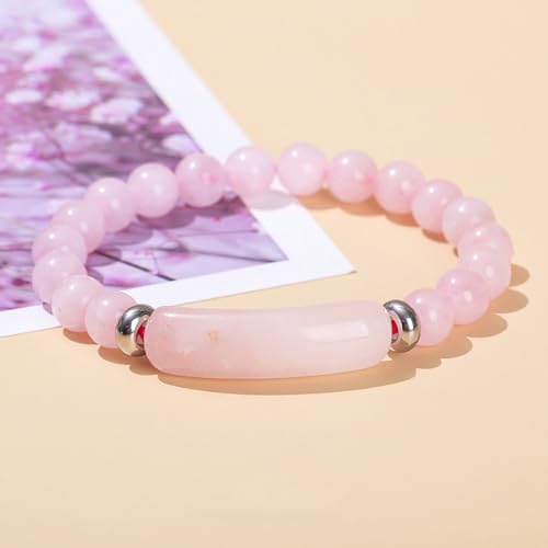Rose Quartz Pheromone Stretch Bracelet Set - Handmade Jewelry