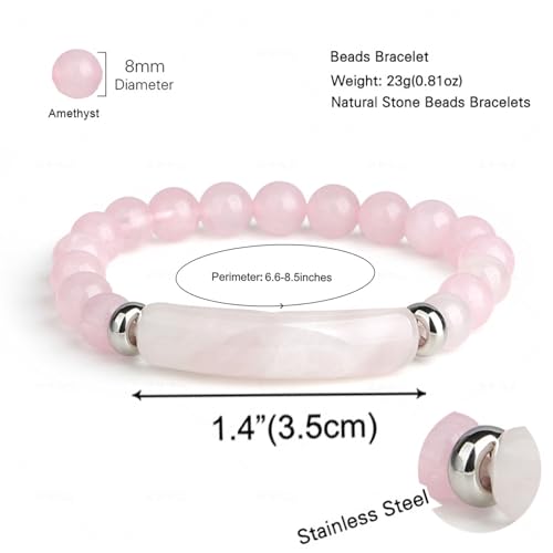 Rose Quartz Pheromone Stretch Bracelet Set - Handmade Jewelry