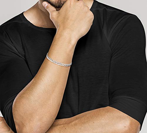 Miabella 925 Sterling Silver Diamond-Cut Cuban Link Bracelet