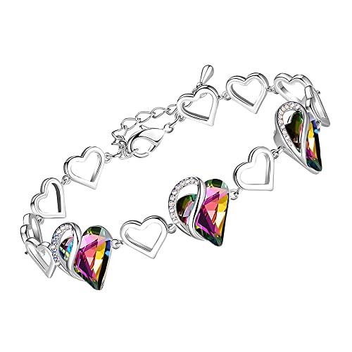 Leafael Infinity Love Heart Crystal Bracelet, Silver Tone