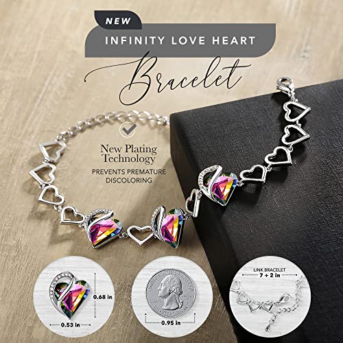 Leafael Infinity Love Heart Crystal Bracelet, Silver Tone