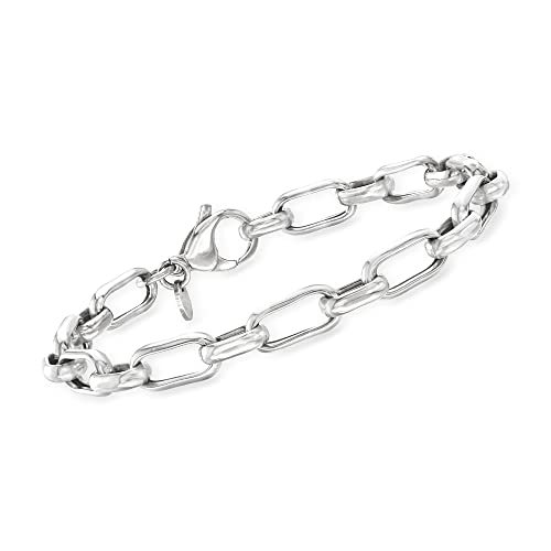 Italian Sterling Silver Paper Clip Link Bracelet - 7