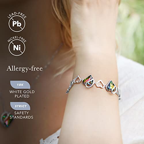 Leafael Infinity Love Heart Crystal Bracelet, Silver Tone