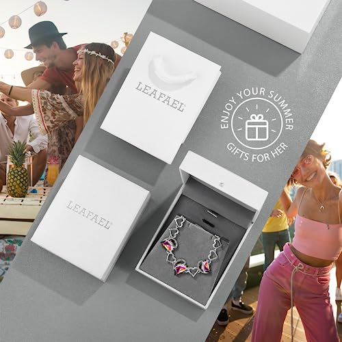 Leafael Infinity Love Heart Crystal Bracelet, Silver Tone