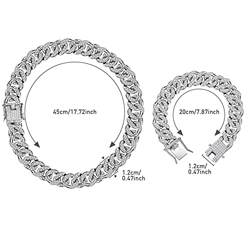 2-Piece Link Chain Necklace Bracelet Set Bling Unisex