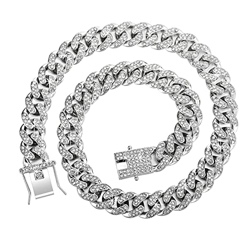 2-Piece Link Chain Necklace Bracelet Set Bling Unisex