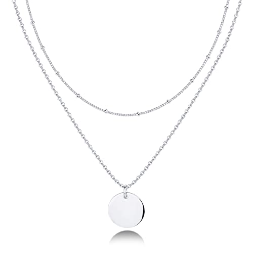 Dainty Layered Coin Pendant Necklace for Women