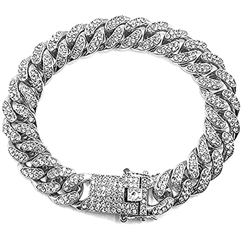 Gold Plated 12mm CZ Lab Diamond Miami Cuban Link Chain Bracelet