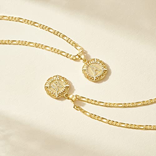 Gold plated initial pendant necklace with Figaro chain