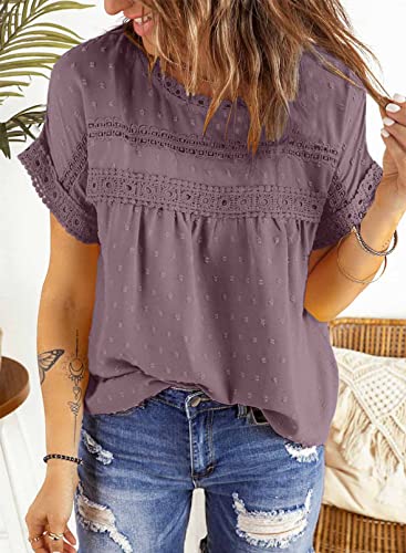 Dokotoo Summer Crochet Lace Crewneck Blouse Women XXL