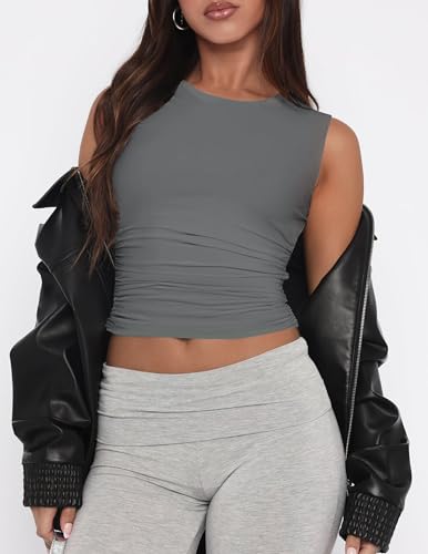 ZESICA Women's Charcoal Tank Top Summer Shirt Slim Fit