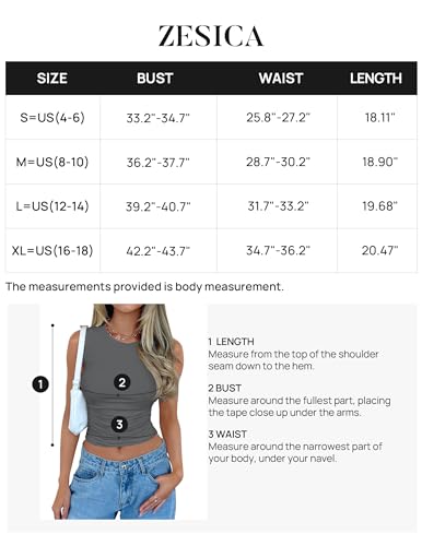ZESICA Women's Charcoal Tank Top Summer Shirt Slim Fit