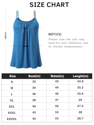 Blue Camisole with Built-in Bra and Adjustable Straps
