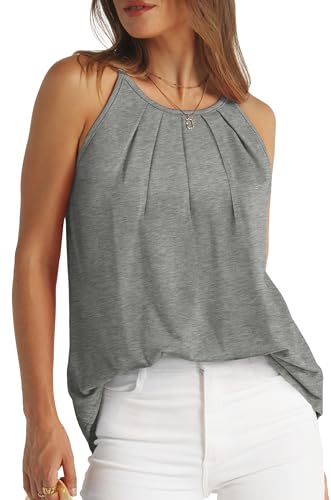Grey XL Tank Top Dressy Casual Scoop Neck
