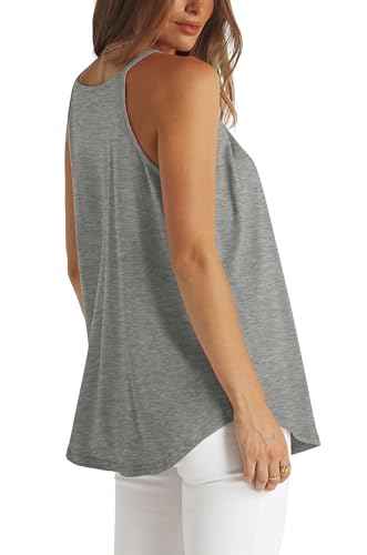 Grey XL Tank Top Dressy Casual Scoop Neck