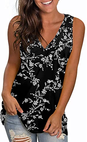 Longyuan Casual Sleeveless Tank Top - Floral, XXL
