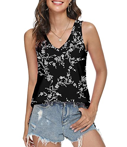 Longyuan Casual Sleeveless Tank Top - Floral, XXL