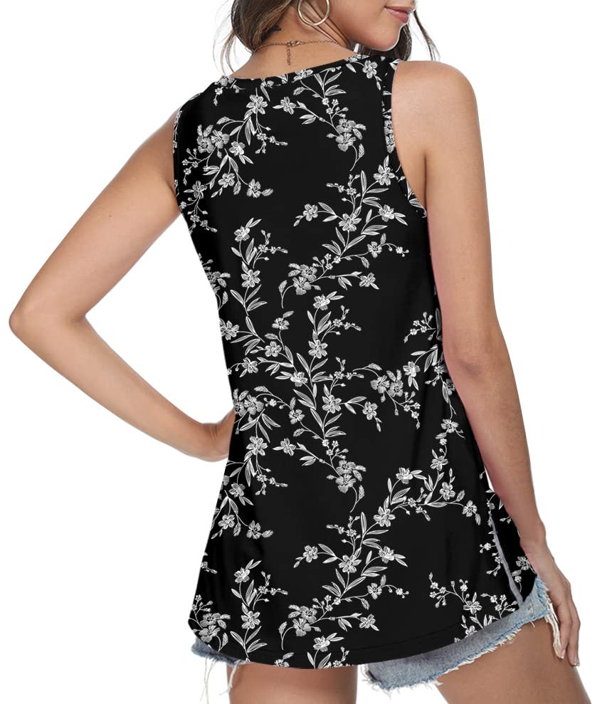 Longyuan Casual Sleeveless Tank Top - Floral, XXL