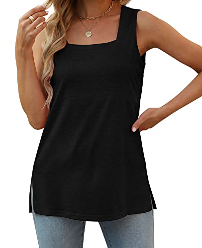 Women's Summer Flowy Black Tank Top Plus Size 3XL