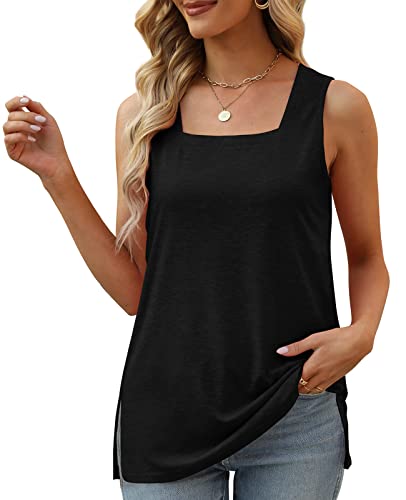 Women's Summer Flowy Black Tank Top Plus Size 3XL