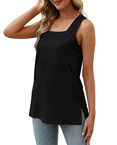 Women's Summer Flowy Black Tank Top Plus Size 3XL
